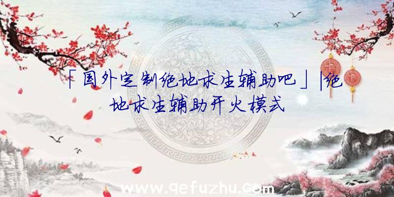 「国外定制绝地求生辅助吧」|绝地求生辅助开火模式
